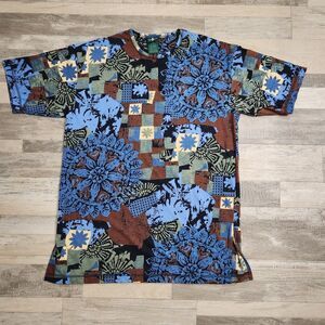Geometric Abstract Mandala T Shirt Mens M Oversized Made in USA 21x31 AOP 90s
